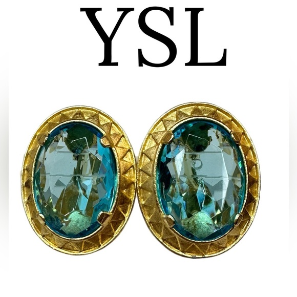 Yves Saint Laurent Jewelry - Yves Saint Laurent Vintage oval-shaped gold toned clip-on earrings
